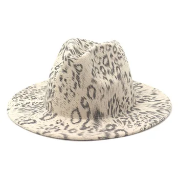 Fedora ufilcala klobuki odrasle ženske, moške leopard multicolor tiskanja široko roba ženske, klobuki, zimski autumn letnik luksuzna leopard ženske klobuki