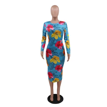2020 Afriške Tiskanje Obleke za Ženske obleke Afriki Plus Velikost Oblačila z Dolgimi Rokavi Haljo Africaine Femme Afriška Oblačila