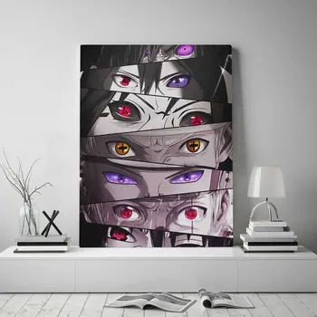 Naruto Oči Sharingan Rinnegan Plakat Uokvirjena Lesene Platno Wall Art Okras odtisov za dnevni sobi Doma Okvir slikarstvo dekor