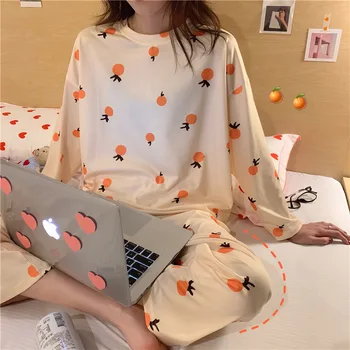 2020 Pižamo Nastavite Prosti čas nositi Ženske Pižame Sleepwear Noč obleko Domov Nositi Poleti Risanka Bombaž More