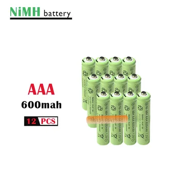 12psc/veliko 1,2 v 600mah AAA daljinski upravljalnik igrača za ponovno polnjenje NI-MH polnilne baterije AAA, 1,2 V 600mAH brezplačna dostava