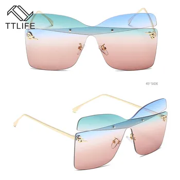 TTLIFE Prevelik sončna Očala 2020 Ženske Retro Vintage sončna Očala Luksuzne blagovne Znamke Rimless Očala Oculos De Sol Feminino