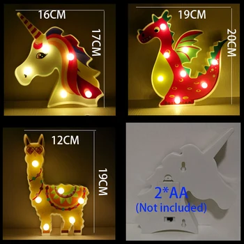 Barve grafitov LED nočna lučka živali obliko alpake samorog obliko lučka LED okraski visi svetilka doma dekoracijo