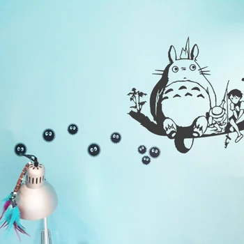 Brezplačna dostava Srčkan Kawaii Vinil Steno Anime Decals - Ghibli Totoro - Saje Sprites Wall Art Aplicirano Nalepke Anime Dekoracijo