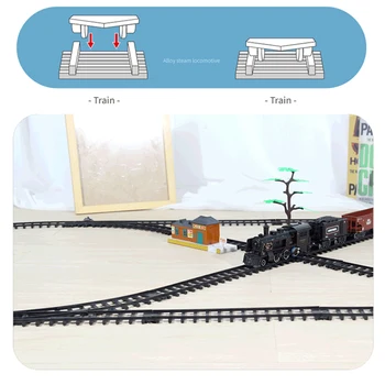 Simulacija muzejski Vlak Električni Vlak Igrača Nastavite Zlitine Vlak Spray Skladbo DIY Igrače z zvočnimi in svetlobnimi Železniške Set za Otroke