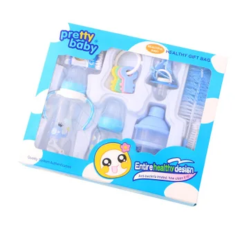 VROČE Novorojenčka steklenico darilo komplet dojenček pp steklenico dodatki ščetka za igrača cucla bombažno krpo grelnik vode mleka v prahu, skladiščenje polje 8 predmetov