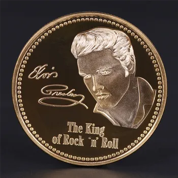 1PC Elvis Presley Spominski Kovanec 1935-1977 Kralj Rock N Roll Zlato Spominski Kovanec Darilo Dropship