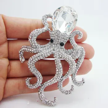 Zelo Elegantno Hobotnica Jasno Nosorogovo Kristalno posrebrene Broška Zatiči Obesek Edinstvena Darila za dekle