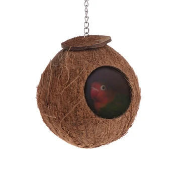 OOTDTY Udobno Ptica Papiga Gnezdo, Naravne Kokosove Lupine, ki Visi Veriga Kletke, Igrače Swing Hiša Finch