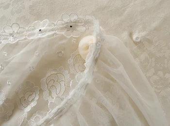 2019 Luksuzni beli Cvetovi Posteljnina Določa Odeja Rjuhe Kritje Posteljo krilo Določa kraljica kralj Bombaž Poročno Darilo 4pcs princesa bedclothes
