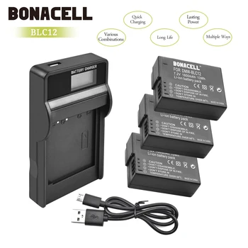 Bonacell 1800mAh DMW-BLC12 DMW BLC12 Polnilna Baterija+LCD Polnilnik Paket Za Panasonic Lumix G5 G6 G7 FZ1000 L50