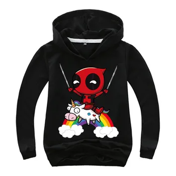 Otroci Sweatshirts Risanka Marvel Deadpool Rainbow Unicorn Print Majica S Kratkimi Rokavi Dojenček Fant Obleke Fant Dekle Hoodies Vrhovi Otroške Kostume
