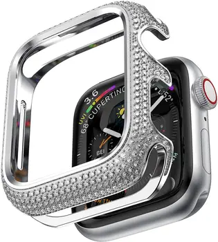 Diamond Cover Za Apple watch primeru, 44 mm 40 mm 42mm 38 mm Pribor Luksuzni Bling Zlitine odbijača Zaščitnik iWatch series 3 4 5 jv 6