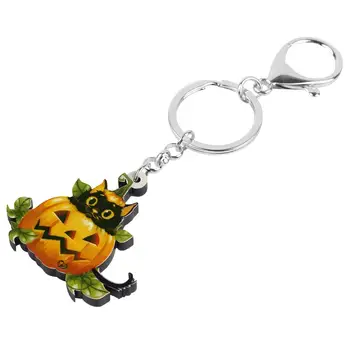 Newei Akril Halloween Mačka Pumpkin Head Keychains Keyring Dolgo Wristlet Ključnih Verige Nakit Za Ženske, Otroci Klasično Festival Darilo