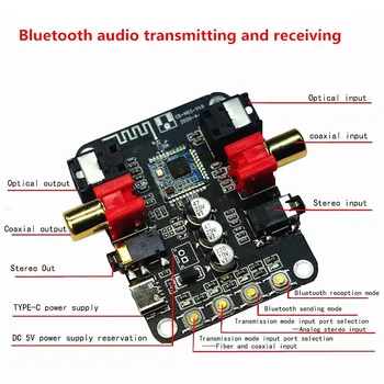 5V Bluetooth 5.0 Sprejemnik Oddajnik Pretvornik Vlaken Nagovoriti Stereo Izhod 24-bitno-192K o Ojačevalnik Odbor