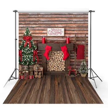 Božič Fotografija Ozadje Božično Drevo Darilo Polje Pozimi Sneg lesena Tla Baby Dekoracijo Photocall Ozadju Prop 5X7ft