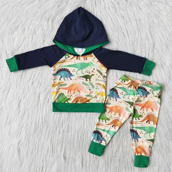 Vroče Prodati Malčka Fantje Dolgo Rokavi Obleka Komplet Za Malčke Hoodie Obleke Z Dinozavri Vzorec Otrok Modo Jeseni Obleko Zimsko