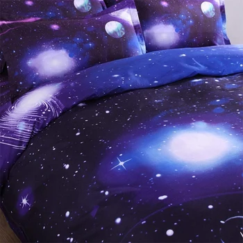 3D Galaxy Posteljnina Rjuhe Kritje Eno Reverzibilna Purple Star Galaxy Mikrovlaken Posteljnina Odeja Zadrgo Kravato Otrok Teen Girl
