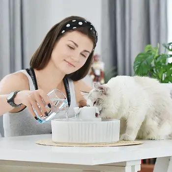 Pitje Vodnjak Keramični Pet Pitne Vodnjak Mačka Vodne Fontane Pet Razpršilnik Vode S Filtri Za Mačke, Pse