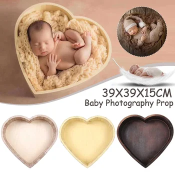 Lepe Lesene Novorojenčka Fotografija Rekviziti Srce-obliko Mini Baby Lesena Postelja Otroška Ustrelil Posodo Foto Studio, ki Predstavljajo Prop Ustvarjalne