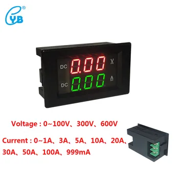 YB4835VA DC Napetost Ampermeter Dvojno Meter, DC 0~100V / 300V / 600V LED Digitalni Napetosti tok Dvojno Metrov Voltmeter Tester
