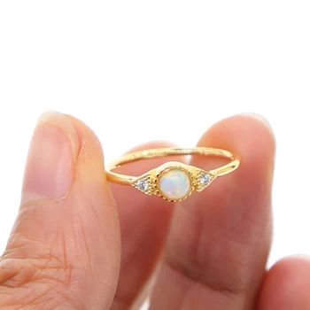 Elegantno Zlato, ki je napolnjena modni nakit tri kamen 3 jasno, cz požarna opal kamen enostavno kup diy modni nakit občutljivega obroča