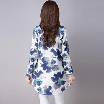 #2936 Kitajski Perilo Majica Ženske Bele Dolg Rokav Retro Floral Print Majica Ženske Bombaža Dolgo Bombažno Bluzo Ženske Letnik Tunics