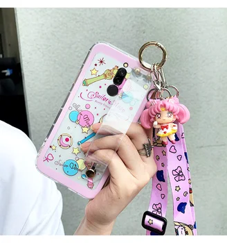 Sailor moon imetnik primeru Za Redmi note9 /note8 /note7 pro Kitajska Jasno telefon kritje za Xiaomi 10 K20 K30 igrača visi vratu traku