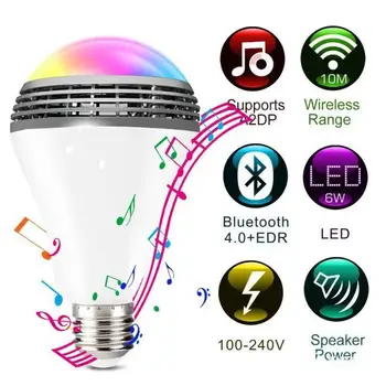 E27 Sijalko, Smart LED Žarnica Bluetooth Nadzor RGB Barvni Glasbeni Zvočnik Časovnik 9W AC85-264V Bluetooth Glasbe Doma Žarnice za Razsvetljavo