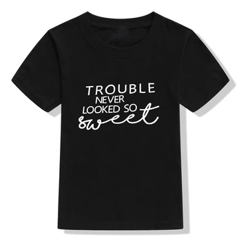 Težave Nikoli Videti Tako Sladko Trouble Maker Majica Srčkan Fant Dekle Graphic Tee Shirt Poletje Kratek Rokav Moda Vrhovi Oblačila