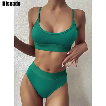 Riseado Push Up Sexy Bikini 2021 Visoko Pasu, Kopalke, Kopalke Ženske Belušno Plažo Trdna Brazilski Bikini Trak Kopalke