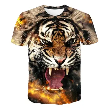 2020 Moške Majice 3D Tiskanih Živali Tiger Majica s kratkimi rokavi Moški Ženske Poletje Kratek Rokav Kul Priložnostne Vrhovi Otrok, Fant, Dekle Tees