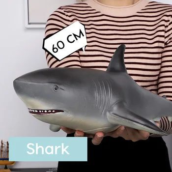 60 CM Shark Model Big Velikost Plastične Mehko Lutke Velike Napihnjene Sivi morski Psi Morskega Življenja, Darila, Igrače za Otroke, Otroci