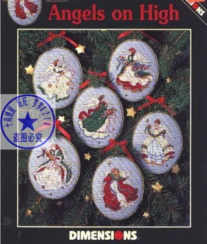 T-MM vrhunska Lep Vroče Prodati Šteje Navzkrižno Šiv Kit Angeli na Visoko Božično Drevo Ornament 6 kosov Okraski Dim 00285