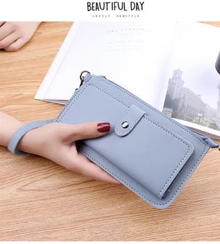 2021 preprost stil Otrok usnjene denarnice dolgo slim Ženske denarnice Trdna Zadrgo Hasp kartico sim denarnice 7 barve, sklopka torbici