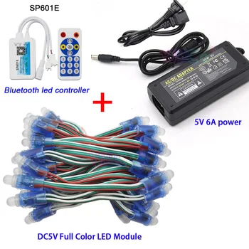 Led napajalni Adapter za Polnilnik 5 50 Kos WS2811 IC RGB Slikovnih pik, LED Modul Svetlo Barvno IP67 ,Wifi LED SPI Krmilnik,5V 6A