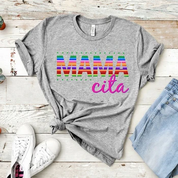 2020 Mama Cita Rokavi Ženske Cinco De Mayo T-shirt Srčkan Mamacita Srajce Smešno Senorita Tees Tumblr Vrhovi