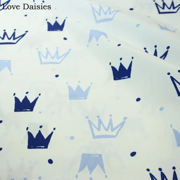 Bombaž keper nordijska veter BELO MODRA krono pike chevron tkanine za otroke DIY posteljnina stanja oblačila handwork doma dekor šivanje