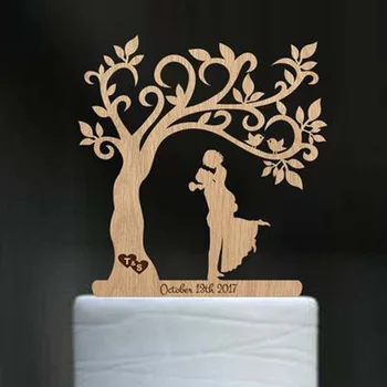 Po meri Lesa Torto Pokrivalo G. Gospa Nevesta & Ženina Drevo poroko pokrivalo priimek woodPersonalized Poroko Kmečko Torto Pokrivalo
