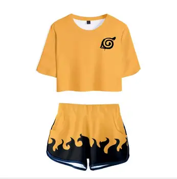 Novo Naruto Cosplay Kostum T shirt Tees Uzumaki Akatsuki Majica Haruno Sakura Šport Obleko Hlače Disfraz Oblačila majica s kratkimi rokavi Dekliška #45