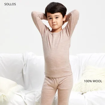 Volne merino zimsko termalno za otroke oblačila dekliška jopica fantje sleepwear pijamas obleke dekle božič pižamo fant obleko