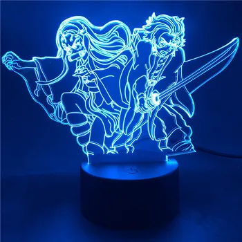 3D LED Nočna Lučka Demon Slayer Kamado Tanjirou Nezuko Lampara Ure namizne Svetilke, Kimetsu Ne Yaiba Anime Otroci Počitnice Darilo