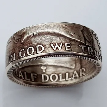 Vroče Prodaja Ameriška Klasika Verjamemo, da Bog Reliefni Letnik Tajski Silver Plated Morgan Kovanec Obroč Ženske, Moške Prst Prstan Nakit