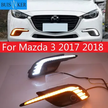 Za Mazda 3 2017 2018,Rumena Obračanja Signal Rele Nepremočljiva Avto DRL 12V LED Dnevnih Luči z Meglo Lučka Luknja