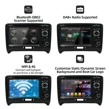Bosion 4 core Android 10.0 2 DIN Avto DVD GPS Za Audi TT MK2 8J 2006 2007 2008 2009 2010 2011 2012 multimedijski predvajalnik, radio, WIFI