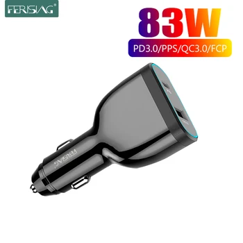 FERISING 83W Hitro Avtomobilski Polnilnik USB, C SKM/PD 65W/45W/30W/18W QC3.0 4.0 za Tip C Strele 3 Laptop iPhone11/SE S10/S20/Opomba 10