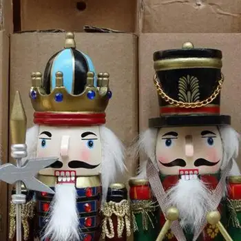 2020 VROČE Božični Okraski Za Dom 30 CM iz Masivnega Lesa Nutcracker Vojaki Darilni Set Klasično Ročno Barvanje Lutka Super Dekoracijo