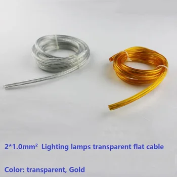 Pregledna 2*1,0 mm brisanje/zlata flat kabel za Razsvetljavo svetilke električne žice obesek lestenec razsvetljavo napajalni kabel brezplačna dostava