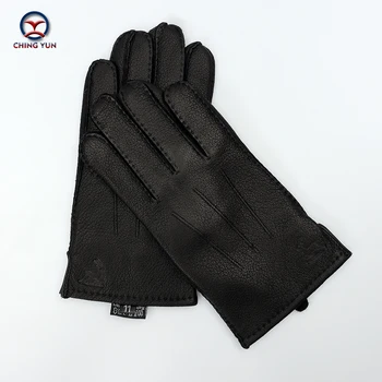 2020 Novo ročno sešijejo deerskin rokavice moški toplo mehko moške črne rokavice 70% volna, podloga toplo v jeseni in pozimi človek mitten