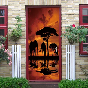 Kip Boginje Ozadje za Vrata DIY Lepilo Home Design Dnevna Soba, Spalnica Izmenljive Nepremočljiva Stenske Nalepke deursticker